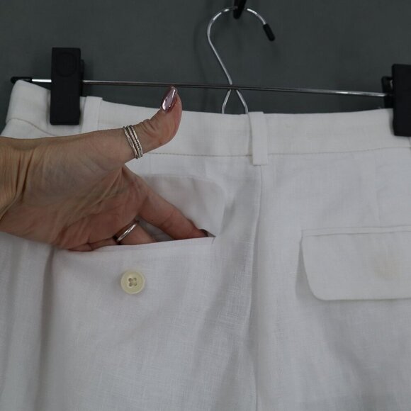 J.Crew Petite Wide-Leg Essential Pant In Linen Women 0P White Polished Lagenlook - Picture 7 of 15